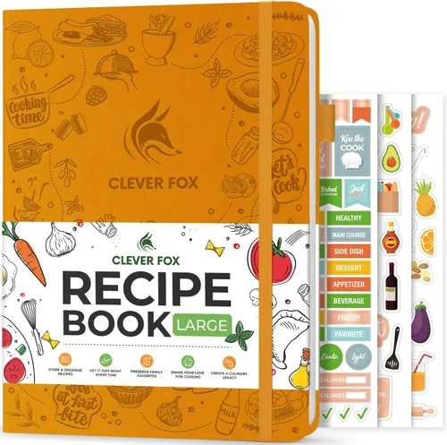 Clever Fox Libro de recetas – Haz tu propio libro de cocina familiar – Organizador de cuaderno de recetas en blanco – Diario de cocina vacío para