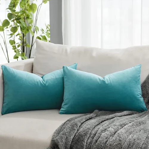 Vista 54 de Juego de 2 fundas de almohada de terciopelo suave negro de 14 x 14 pulgadas para sofá, cama, sala de estar, fundas decorativas de lujo cuadradas