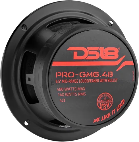 Vista 4 de DS18 PRO-GM6.4B - Altavoz de 6.5 pulgadas, rango medio, bala de aluminio roja, 480 W máximo, 140 W RMS, 4 ohmios, altavoces de puerta de audio