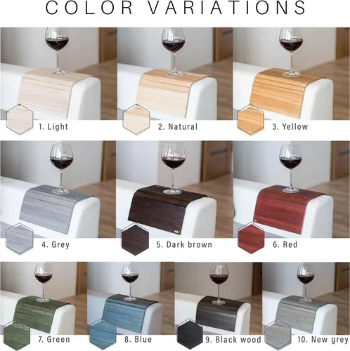 Vista 4 de Bandeja de brazo de sofá de madera, protectores para reposabrazos, mesa, sofá, mesa, posavasos y soporte para teléfono (color 10, gris nuevo)