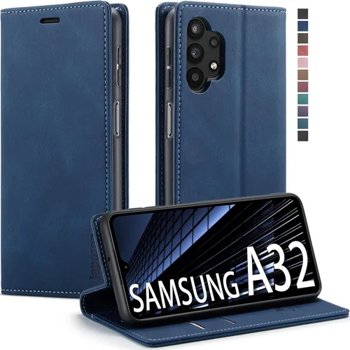 Vista 17 de Funda tipo cartera para Samsung Galaxy A32 5G con bloqueo RFID, tarjetero y función atril magnético, funda de cuero con tapa para Samsung Galaxy A32