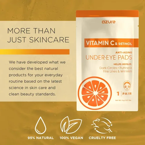 Vista 5 de AZURE - Almohadillas iluminadoras de vitamina C para debajo de los ojos, parches antienvejecimiento, elevación e hidratación, reduce las líneas