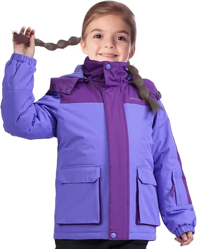 Vista 27 de Chaqueta de esquí impermeable para niñas, chaqueta de snowboard para exteriores, resistente al viento, con forro polar, abrigo de nieve cálido