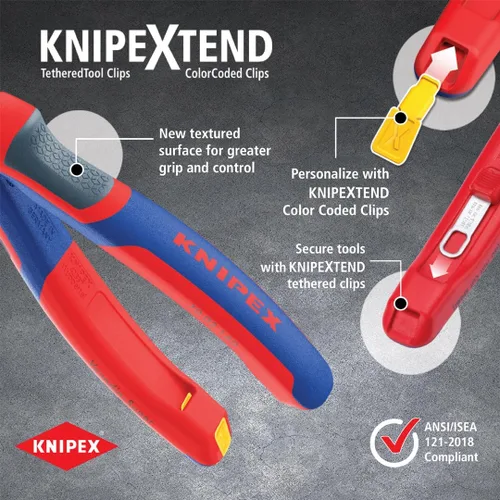 Vista 4 de KNIPEX Herramientas - Alicates combinados de alto apalancamiento, multicomponente (202200), 8 pulgadas