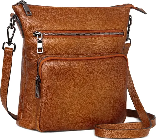 HESHE Bolsos cruzados para mujer, bolsos de cuero, bolso de hombro de diseñador con bolsillos, bolsa de viaje