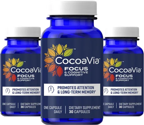 Vista 8 de CocoaVia Suplemento cerebral Memory & Focus, 30 días, mezcla de flavanol de cacao, luteína, cafeína añadida para impulsar. Mejora la función