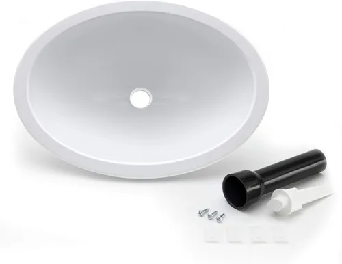 Vista 2 de RecPro Fregadero ovalado para autocaravana 10 x 13 pulgadas Blanco Sin grifo