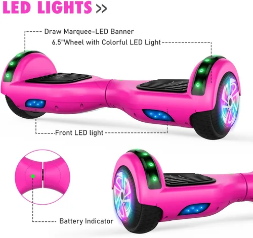 Vista 37 de CBD Scooter with Corlorful LED Lights,6.5" Wheels, Dual 300W Motor Scooter for Kids Girls Boys Adults, All Ages