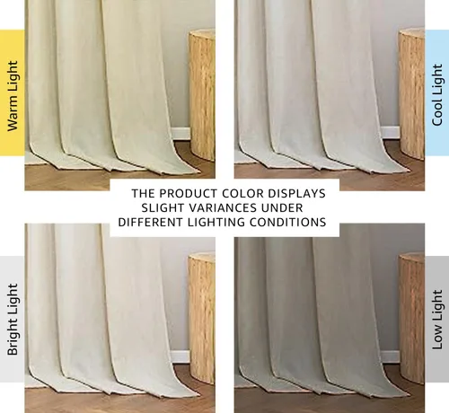 Vista 3 de NICETOWN Cortinas de lino traslúcidas de lino para sala de estar de 95 pulgadas de largo, 2 paneles, bolsillo para barra y pestaña trasera, cortinas