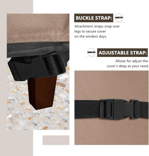 Vista 5 de ULTCOVER Funda impermeable para sofá de patio en forma de L y orientación derecha, para muebles modulares de 6 plazas, 110 pulgadas de ancho