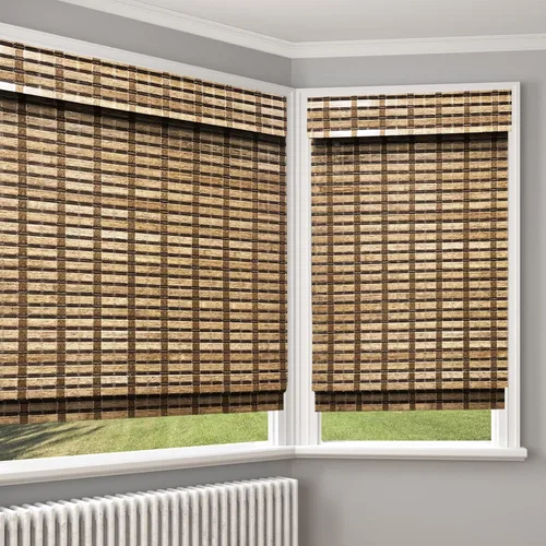 Vista 11 de LANTIME Persianas romanas sin cordón de madera, con filtro de luz de bambú, color camello árabe