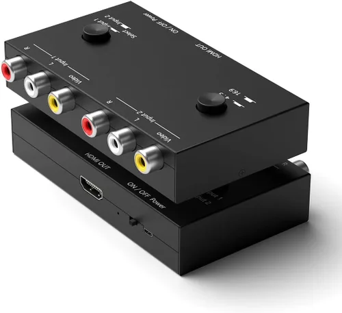 Vista 9 de Interruptor HDMI/AV 5 en 1, convertidor 4K-HD MI+1AV a HDMI, compatible con HDR y HDCP 2.2 y 3D completo con control remoto IR compatible