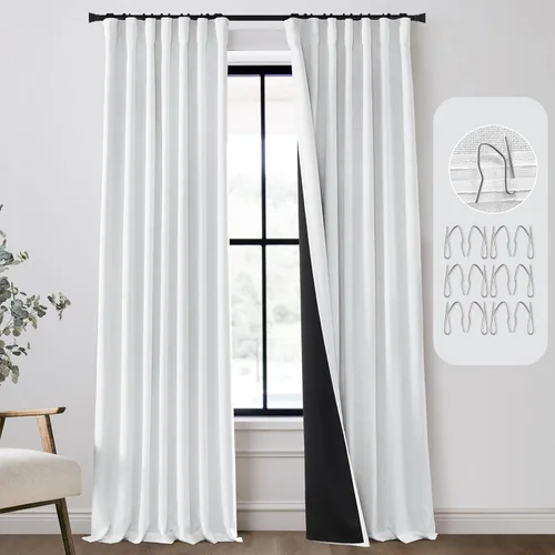 Vista 14 de Cortinas Cortas Marrón Oscuro de 45 Pulgadas de Largo, Cortinas Opacas de Lino con Trabilla Trasera Plisadas Tipo Café para Cocina Dormitorio Baño