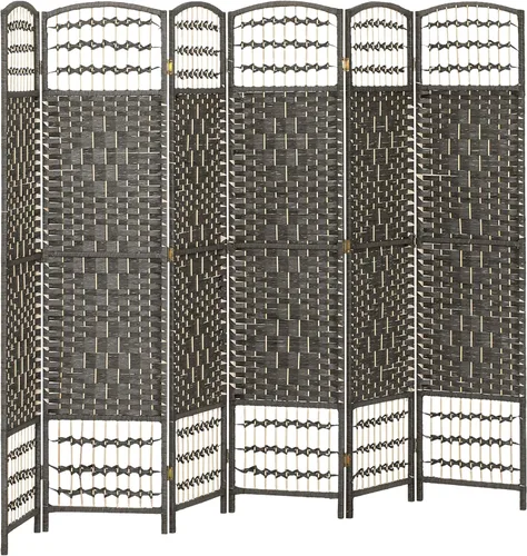 Vista 23 de HOMCOM Divisor de habitación de 4 paneles, pantalla de privacidad plegable, separador de habitación de 5.6 pies, divisor de pared de división Natural