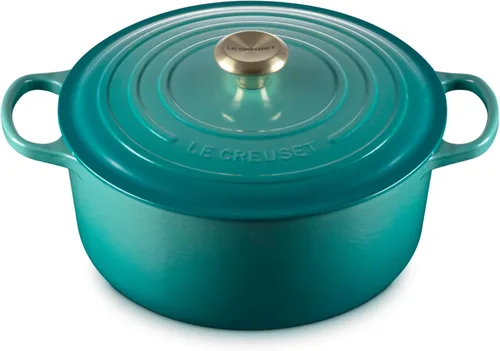 Vista 60 de Le Creuset Horno holandés redondo Signature de hierro fundido esmaltado, 4.5 cuartos de galón., Artichaut