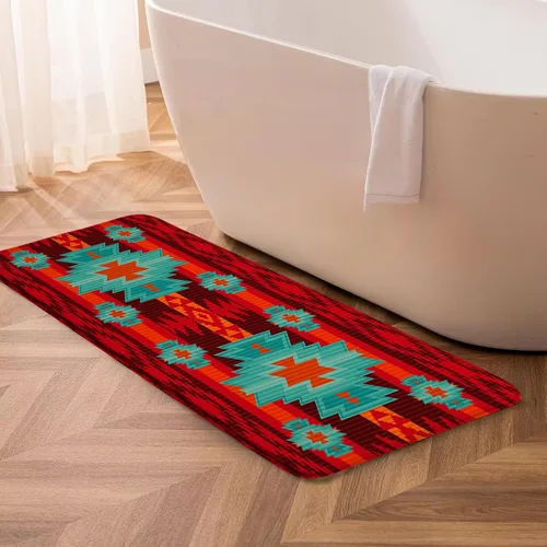 Vista 6 de Sunhe Espuma viscoelástica de microfibra impresa, nativo americano, azteca, colorido, suroeste, navajo, abstracto, retro, tribal, geométrico