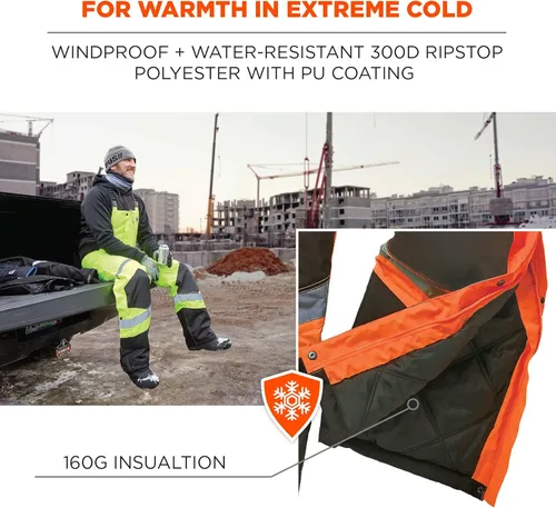 Vista 2 de Ergodyne - GloWear 8928 Overol térmico con aislamiento, alta visibilidad, resistente a la intemperie