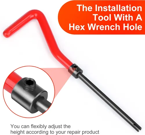 Vista 5 de Kit de reparación de roscas M5 X 0.8mm, kit de inserción de reparación de rosca métrica compatible con juego de herramientas manuales para roscas