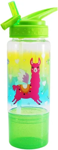 Vista 5 de Home Tune Botella para beber agua para niños de 18 onzas, sin BPA, tapa con popote abatible, fácil de abrir, ligera, compartimento para aperitivos