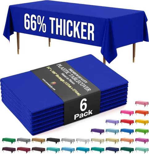 Vista 14 de Exquisite 66% Thicker Premium Plastic Table Cloth Rectangle Table Cover 0.5 Mil 6 Pack Aqua Table Cloth 54 Inch x 108 Inch Disposable Tablecloth