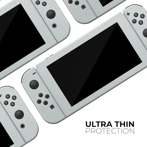 Vista 5 de Compatible con consola Nintendo Switch OLED + Joy-Con - Calcomanía protectora de vinilo extraíble resistente a los arañazos - Gris claro sólido