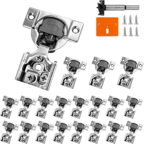 Vista 25 de Bisagras de gabinete de 1 pulgada de superposición con cierre suave, 2 paquetes de bisagras de cierre lento y suave para gabinetes de cocina