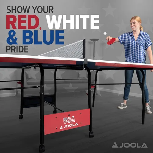Vista 2 de JOOLA Indoor 15mm Ping Pong Table with Quick Clamp Ping Pong Net Set - Single Player Playback Mode - Regulation Size Table Tennis Table - Compact