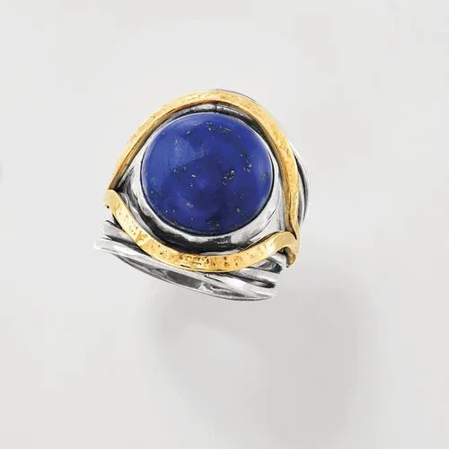 Vista 6 de Ross-Simons Pearl or Gemstone Openwork Ring in Silver and 14kt Yellow Gold