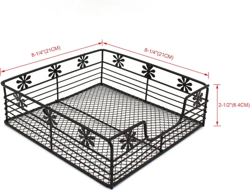 Vista 4 de CVHOMEDECO. Primitives - Servilletero plano decorativo para servilletas de papel de cóctel, oxidado, 8-1/4 x 8-1/4 x 2-1/2 pulgadas