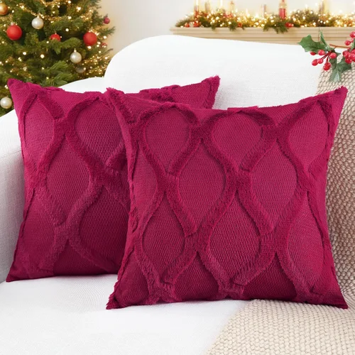 Vista 34 de decorUhome - Juego de 2 fundas de cojín decorativas para primavera de 16 x 16 pulgadas, fundas de almohada afelpadas de lana y piel sintética suave