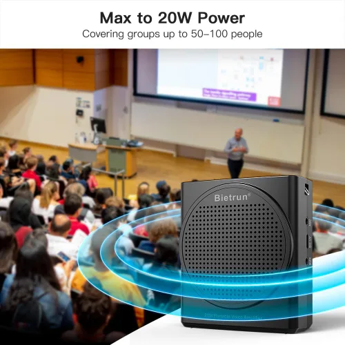 Vista 2 de Amplificador de voz Bluetooth para profesores, mini amplificador de voz recargable portátil con auriculares de micrófono con cable, sistema PA