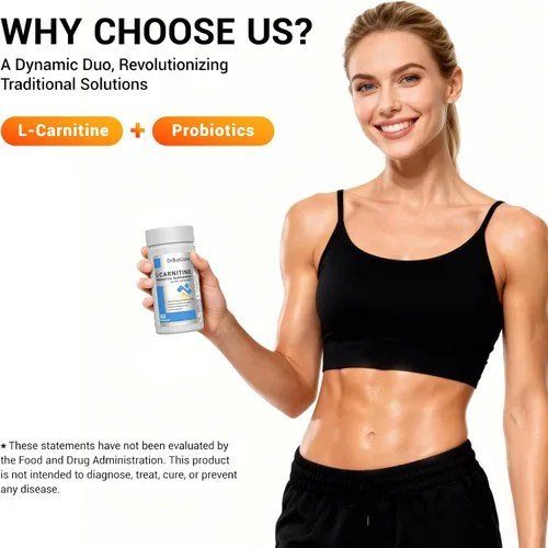 Vista 2 de DrBioCare Suplemento de probióticos de L-carnitina, contiene L-carnitina, probióticos, café verde en polvo, extracto de yerha mate, extracto