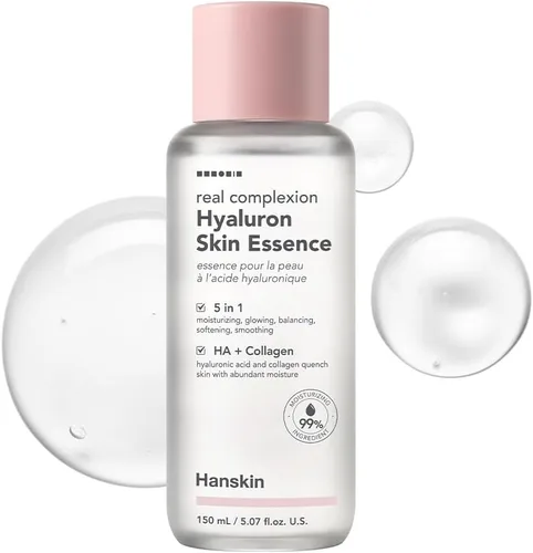 Hanskin Hyaluron Skin Essence Toner – Tónico hidratante coreano para piel de cristal, ácido hialurónico y colágeno, astringente hidratante ligero