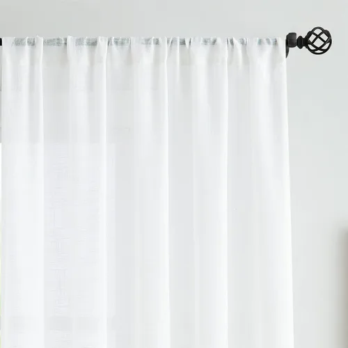 Vista 9 de Treatmentex Cortinas traslúcidas de lino con textura blanca para sala de estar, 84 pulgadas de largo, paneles de cortina semitransparentes
