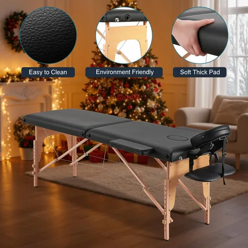 Vista 4 de CHRUN Mesa de Masaje Portátil de Madera Cama de Pestañas de 24" de Ancho Plegable para Belleza Spa Tatuaje con Reposacabezas de Altura Ajustable 35