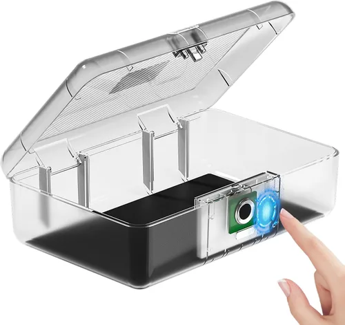 Vista 10 de AICase - Caja fuerte para pistolas, caja de seguridad de acceso rápido para múltiples pistolas con cerradura biométrica de huellas dactilares/código