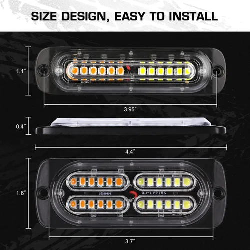 Vista 8 de LINKITOM - 12 luces estroboscópicas intermitentes con función de sincronización, para montaje en superficie, luces de emergencia, de advertencia