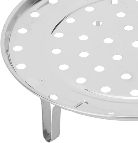 Vista 9 de Soporte de vapor de acero inoxidable Bandeja de vapor redonda para ollas, sartenes, con pies de apoyo - Plata (S)