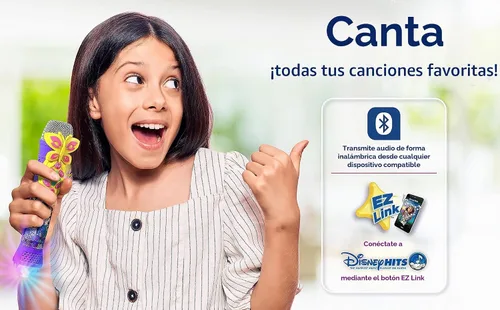 Vista 2 de eKids Disney Encanto - Micrófono de karaoke con altavoz Bluetooth, micrófono inalámbrico que se conecta a canciones de Disney a través de la función