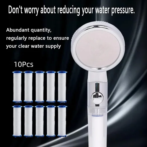 Vista 7 de Filtros de cabezal de ducha, 10 unidades, filtro de cabeza de gotas de ducha iónicos, filtro de ducha de mano con filtro de algodón PP, múltiples