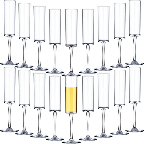 Gerrii Copas de champán de plástico irrompibles de 6 onzas, copas de champán reutilizables para brindis de vino, copas de cóctel desechables de