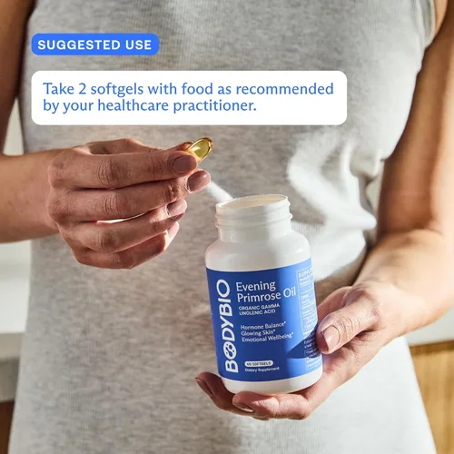 Vista 4 de BodyBio Aceite de onagra - GLA prensado en frío para el apoyo de la piel