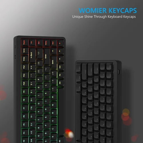 Vista 6 de Womier Teclas de Perfil Bajo para Teclado Mecánico, Teclas Negras Translúcidas, Teclas de Teclado PBT 60% 65% 75% 96% 100% para Interruptores Cherry