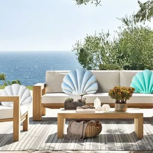 Vista 2 de YRXRUS Almohadas con forma de concha, almohada en forma de concha verde lago, almohada decorativa pequeña y linda con forma de concha marina