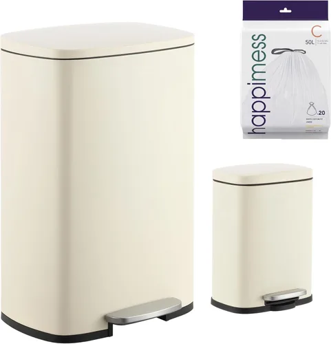 Vista 14 de happimess HPM1006B Connor - Bote de basura rectangular de 13 galones con tapa de cierre suave y mini basurero gratis, resistente a las huellas Negro