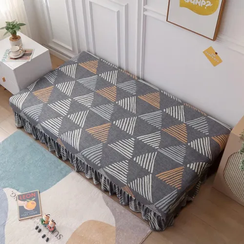 Vista 4 de Funda de sofá sin brazos con falda elástica con volantes, funda para sofá cama, futón, protector de sofá, protector de muebles elástico sin