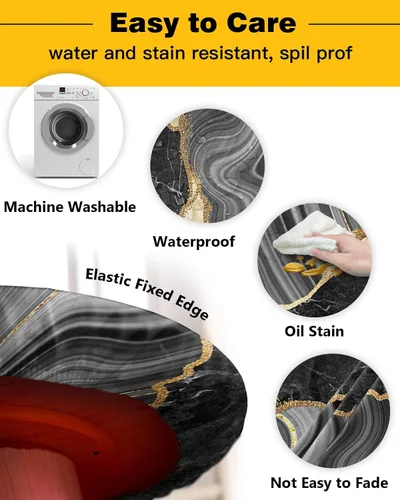 Vista 3 de SEVENBABU Mantel redondo de 55 a 60 pulgadas, mantel redondo de vinilo ajustable con borde elástico para fiestas al aire libre, patrón de mármol