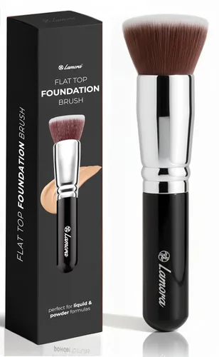 Lamora - Cepillo para base de maquillaje kabuki con parte superior plana para cara, para cosméticos líquidos, cremosos y en polvo - Mezcla de
