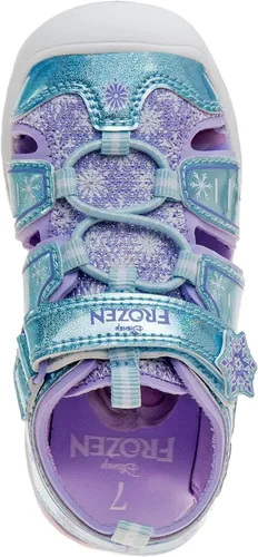Vista 4 de Disney Girls Frozen Sandals -Summer Light Up Elsa - Beach Adjustable Strap Open Toe Outdoor Slides Character Slip-on Quick Dry Waterproof