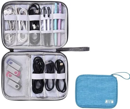 Bolsa de almacenamiento portátil impermeable para cables de viaje, organizador de accesorios electrónicos, funda de transporte para cable